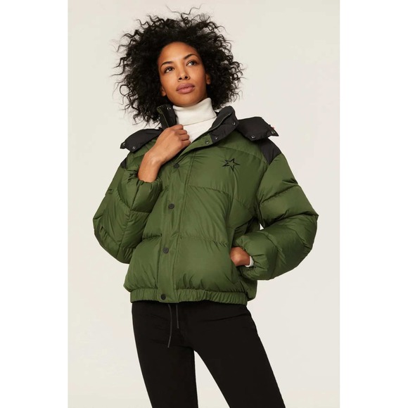 Perfect Moment "Moment" Two-tone Puffer Ski Jacket Green Black Women's Size L - Picture 1 of 13